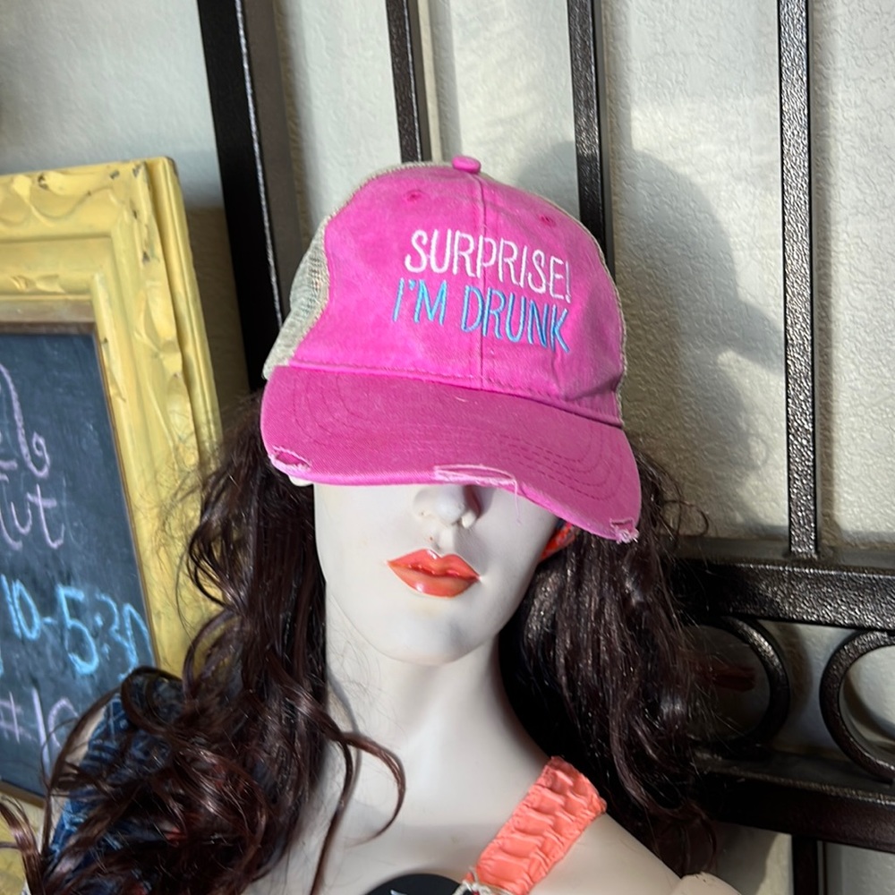 PIPER LOU | Surprise! I’m drunk pink/tan trucker hat - Picture 2 of 6